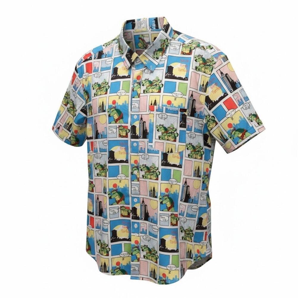 NWOT RSVLTS Teenage Mutant Ninja Turtles (TMNT) Comic Style Button Down Shirt XL